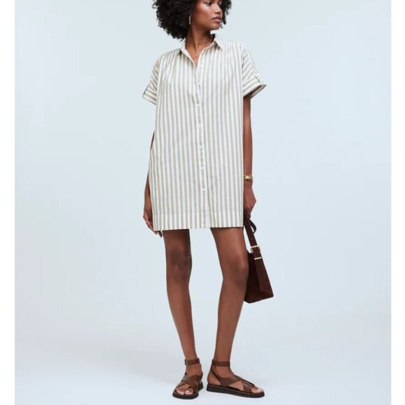 Madewell Dresses & Skirts - NWT Madewell Collared Button-Front Mini Striped Shirtdress Sz XL Coastal